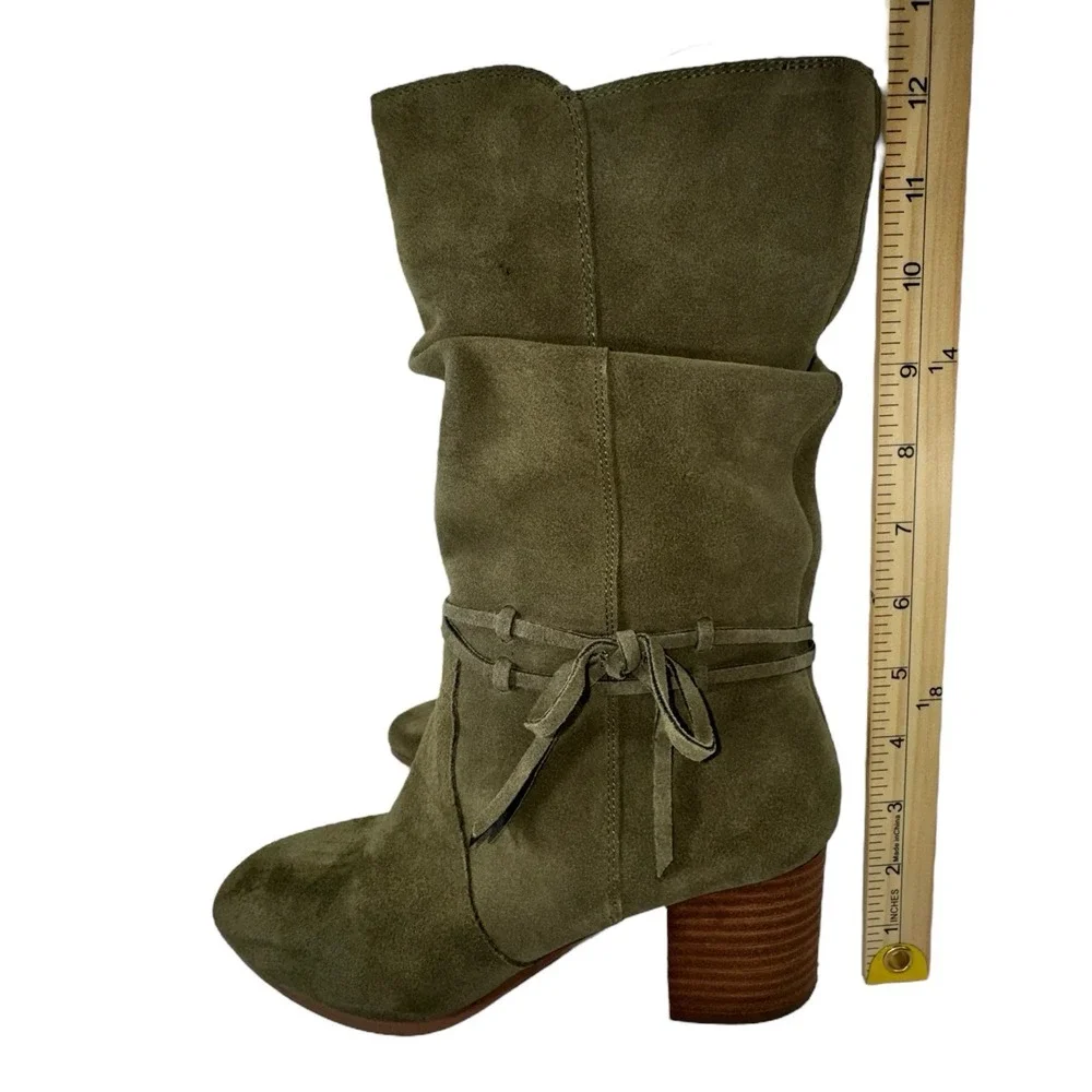 Violet & Red Janine Tall Shaft Olive Green Suede Boots Sz 8.5M - Picture 14 of 16